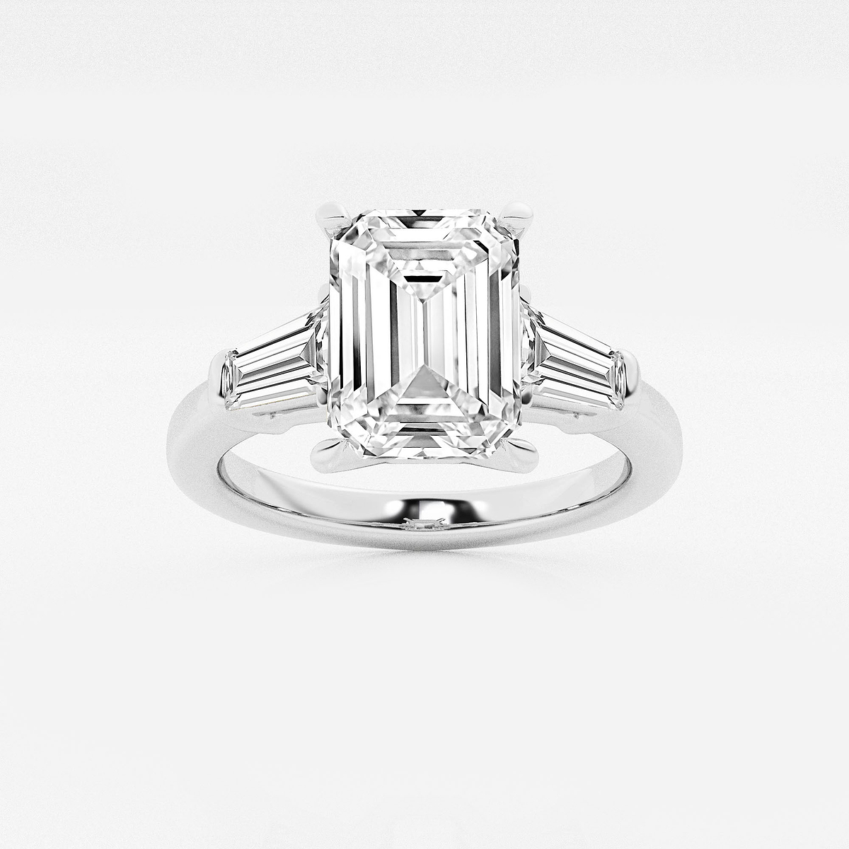 3 3/4 ctw Emerald Lab Grown Diamond Three Stone Engagement Ring